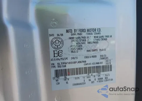 2008 Lincoln Mark Lt из США, поврежденный, VIN 5LTPW185X8FJ06769